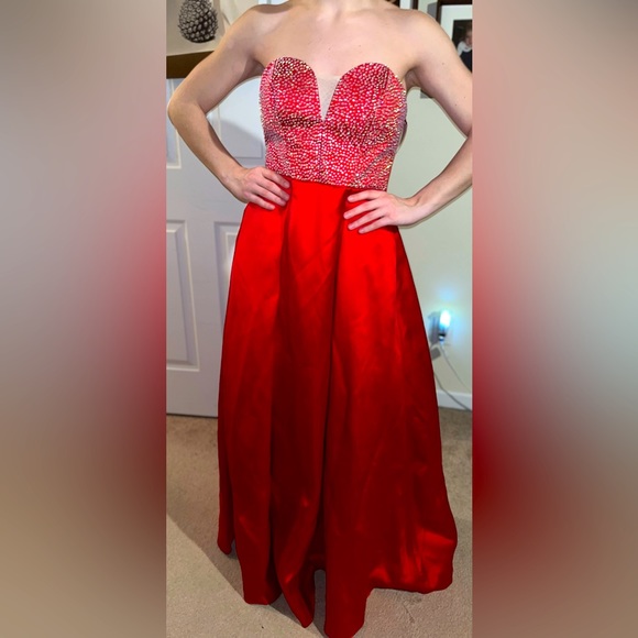 Say Yes to the Prom Dresses & Skirts - Rhinestoned, Strapless Ballgown